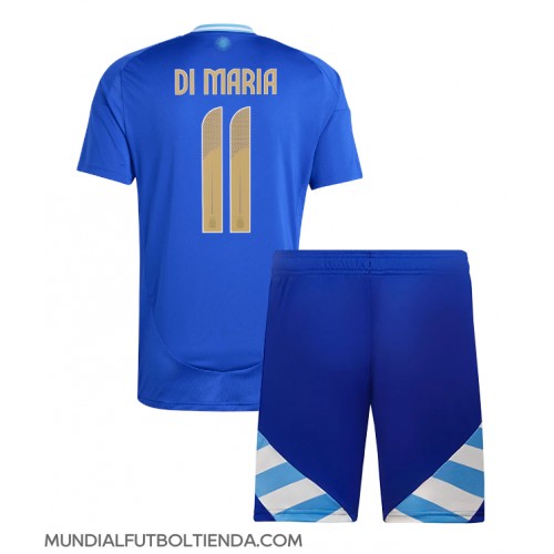 Camiseta Argentina Angel Di Maria #11 Segunda Equipación Replica Copa America 2024 para niños mangas cortas (+ Pantalones cortos)